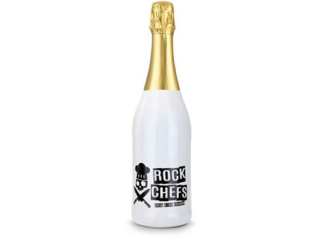 Sekt Cuvée - Flasche weiß-lackiert - Kapselfarbe Gold, 0,75 l