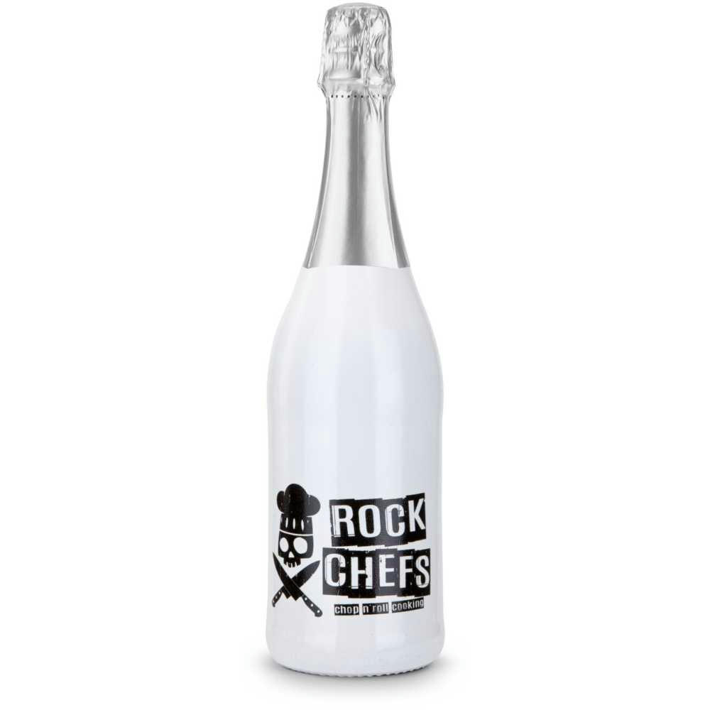 Sekt Cuvée - Flasche weiß-lackiert - Kapselfarbe Silber, 0,75 l