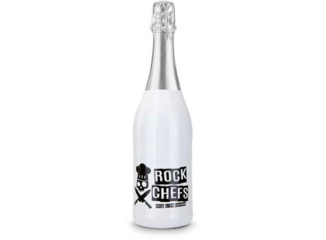 Sekt Cuvée - Flasche weiß-lackiert - Kapselfarbe Silber, 0,75 l