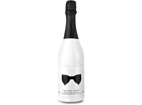 Sekt Cuvée - Flasche weiß-lackiert - Kapselfarbe Schwarz, 0,75 l