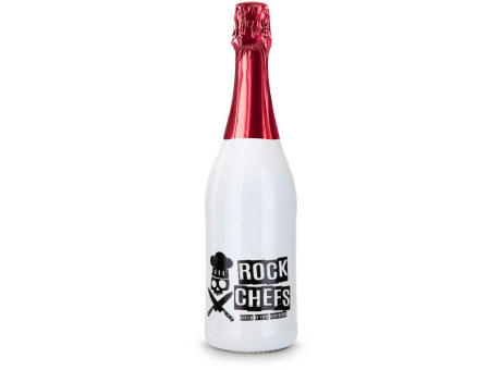 Sekt Cuvée - Flasche weiß-lackiert - Kapselfarbe Rot, 0,75 l