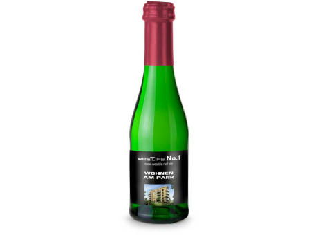 Sekt Cuvée Piccolo - Flasche grün - Kapselfarbe Bordeauxrot, 0,2 l