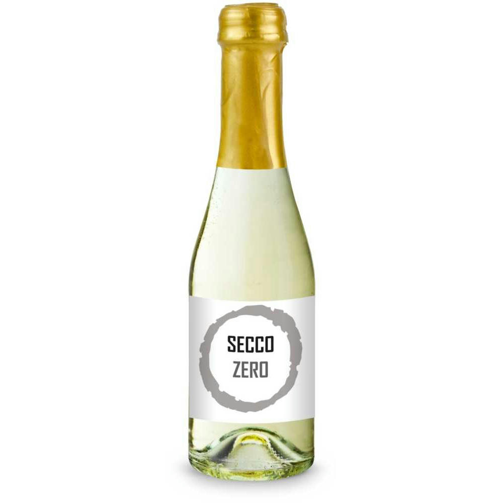 Secco ZERO - Schäumendes Getränk aus alkoholfreiem Wein - Flasche klar - Kapselfarbe Gold, 0,2 l