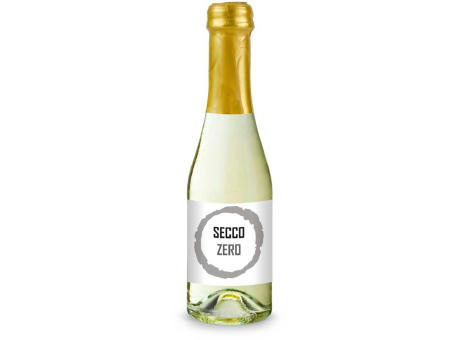 Secco ZERO - Schäumendes Getränk aus alkoholfreiem Wein - Flasche klar - Kapselfarbe Gold, 0,2 l