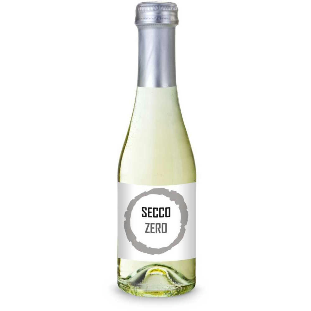 Secco ZERO - Schäumendes Getränk aus alkoholfreiem Wein - Flasche klar - Kapselfarbe Silber, 0,2 l