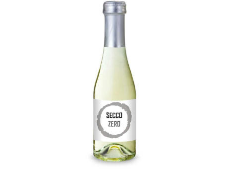 Secco ZERO - Schäumendes Getränk aus alkoholfreiem Wein - Flasche klar - Kapselfarbe Silber, 0,2 l