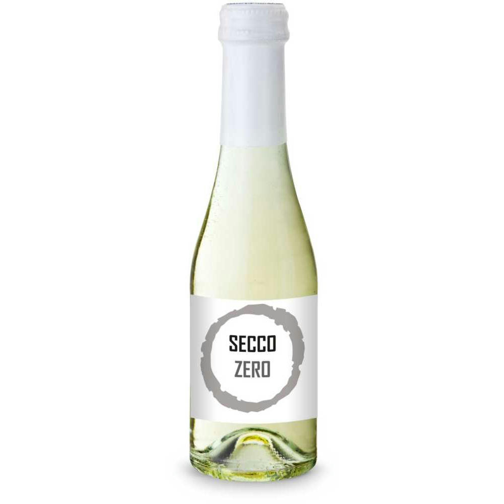 Secco ZERO - Schäumendes Getränk aus alkoholfreiem Wein - Flasche klar - Kapselfarbe Weiß, 0,2 l