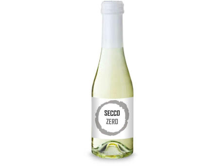 Secco ZERO - Schäumendes Getränk aus alkoholfreiem Wein - Flasche klar - Kapselfarbe Weiß, 0,2 l