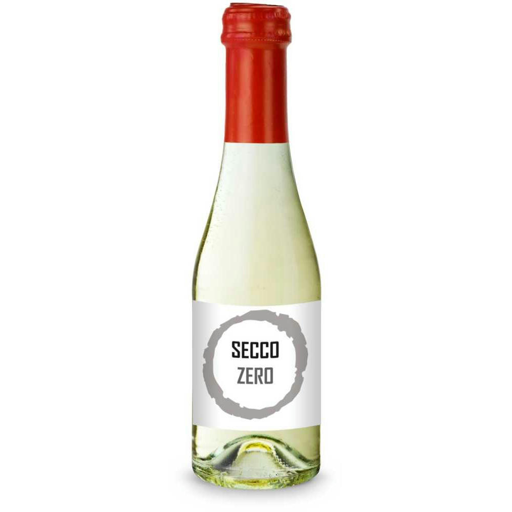 Secco ZERO - Schäumendes Getränk aus alkoholfreiem Wein - Flasche klar - Kapselfarbe Rot, 0,2 l