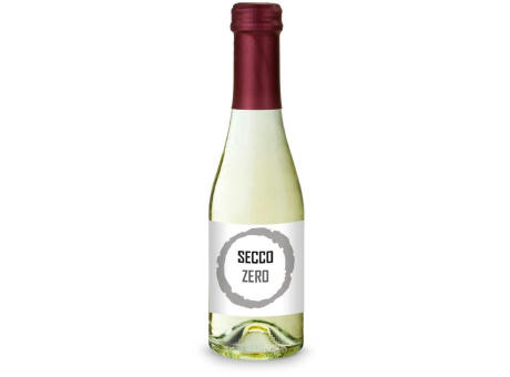 Secco ZERO - Schäumendes Getränk aus alkoholfreiem Wein - Flasche klar - Kapselfarbe Bordeauxrot, 0,2 l