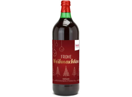 Glühwein - Flasche grün, mit Schraubverschluss, 1 l - individuelles Etikett