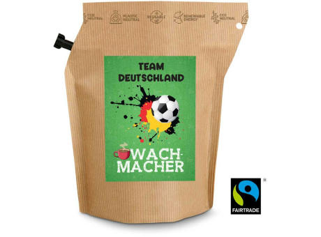 Geschenkartikel / Präsentartikel: Fußball-EM Team Deutschland Wachmacher, wiederverwendbarer Brühbeutel mit Fairtrade Kaffee