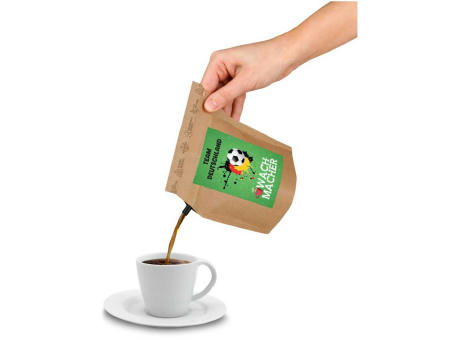 Geschenkartikel / Präsentartikel: Fußball-EM Team Deutschland Wachmacher, wiederverwendbarer Brühbeutel mit Fairtrade Kaffee