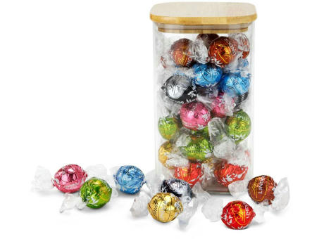 Geschenkset / Präsenteset: Lindor Team-Glas Frohe Ostern mit 35 Lindt Lindorkugeln