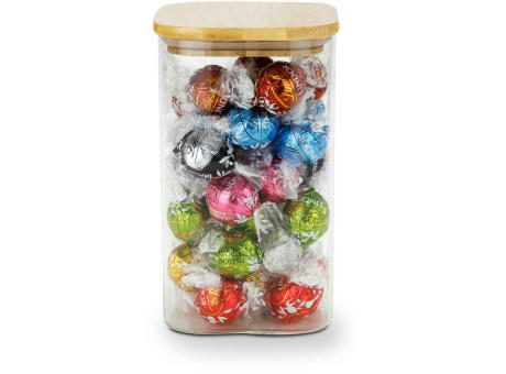 Geschenkset / Präsenteset: Lindor Team-Glas Frohe Ostern mit 35 Lindt Lindorkugeln