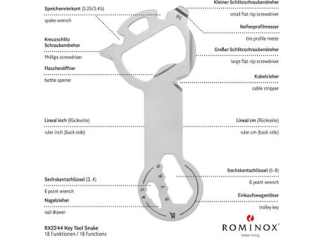 Geschenkartikel: ROMINOX® Key Tool Snake (18 Funktionen) im Motiv-Mäppchen Danke