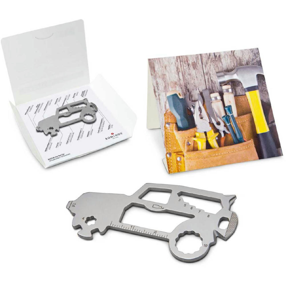 Geschenkartikel: ROMINOX® Key Tool SUV / Auto (19 Funktionen) im Motiv-Mäppchen Werkzeug