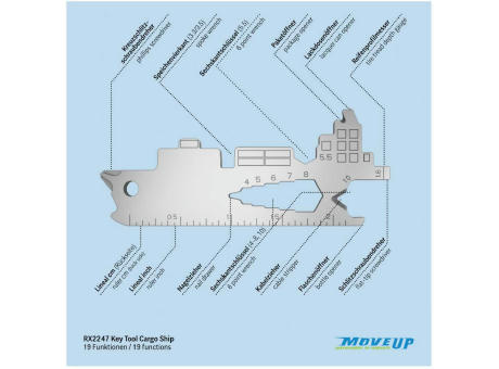 Geschenkartikel: ROMINOX® Key Tool Cargo Ship / Containerschiff (19 Funktionen) im Motiv-Mäppchen Werkzeug