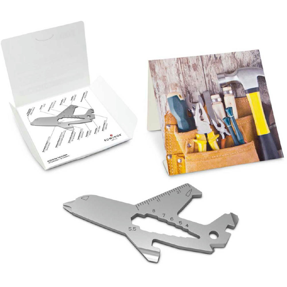 Geschenkartikel: ROMINOX® Key Tool Airplane / Flugzeug (18 Funktionen) im Motiv-Mäppchen Werkzeug