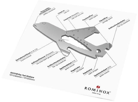 Geschenkartikel: ROMINOX® Key Tool Airplane / Flugzeug (18 Funktionen) im Motiv-Mäppchen Danke