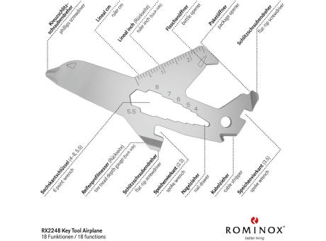 Geschenkartikel: ROMINOX® Key Tool Airplane / Flugzeug (18 Funktionen) im Motiv-Mäppchen Danke