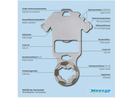 Geschenkartikel: ROMINOX® Key Tool Football / Fußball (18 Funktionen) im Motiv-Mäppchen Werkzeug