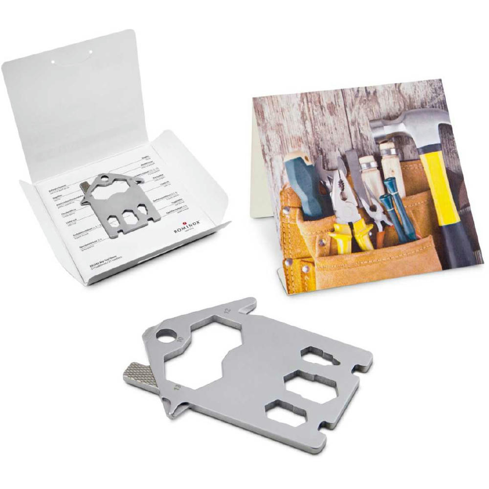 Geschenkartikel: ROMINOX® Key Tool House / Haus (21 Funktionen) im Motiv-Mäppchen Werkzeug