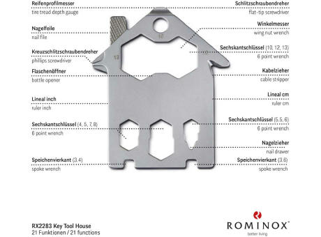 Geschenkartikel: ROMINOX® Key Tool House / Haus (21 Funktionen) im Motiv-Mäppchen Werkzeug