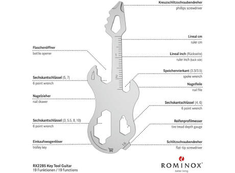 Geschenkartikel: ROMINOX® Key Tool Guitar / Gitarre (19 Funktionen) im Motiv-Mäppchen Danke