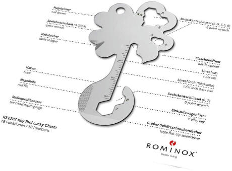 Geschenkartikel: ROMINOX® Key Tool Lucky Charm / Kleeblatt Glücksbringer (19 Funktionen) im Motiv-Mäppchen Danke