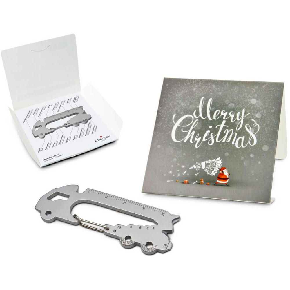 Geschenkartikel: ROMINOX® Key Tool Truck / LKW (22 Funktionen) im Motiv-Mäppchen Merry Christmas