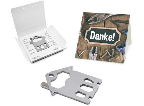 Geschenkartikel: ROMINOX® Key Tool House / Haus (21 Funktionen) im Motiv-Mäppchen Danke