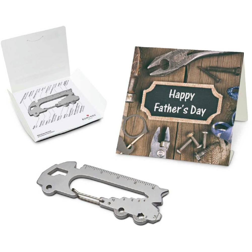 Geschenkartikel: ROMINOX® Key Tool Truck / LKW (22 Funktionen) im Motiv-Mäppchen Happy Father's Day