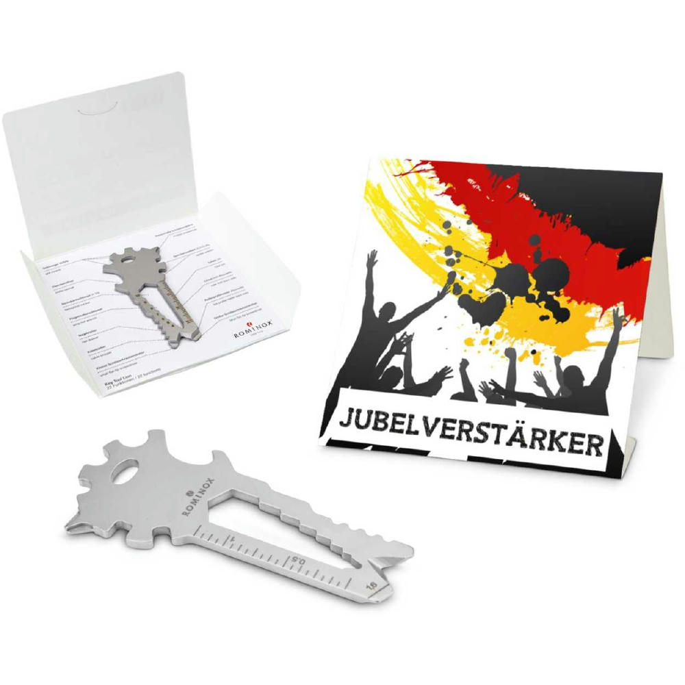 Geschenkartikel: ROMINOX® Key Tool Lion (22 Funktionen) im Motiv-Mäppchen Deutschland Fan Jubelverstärker