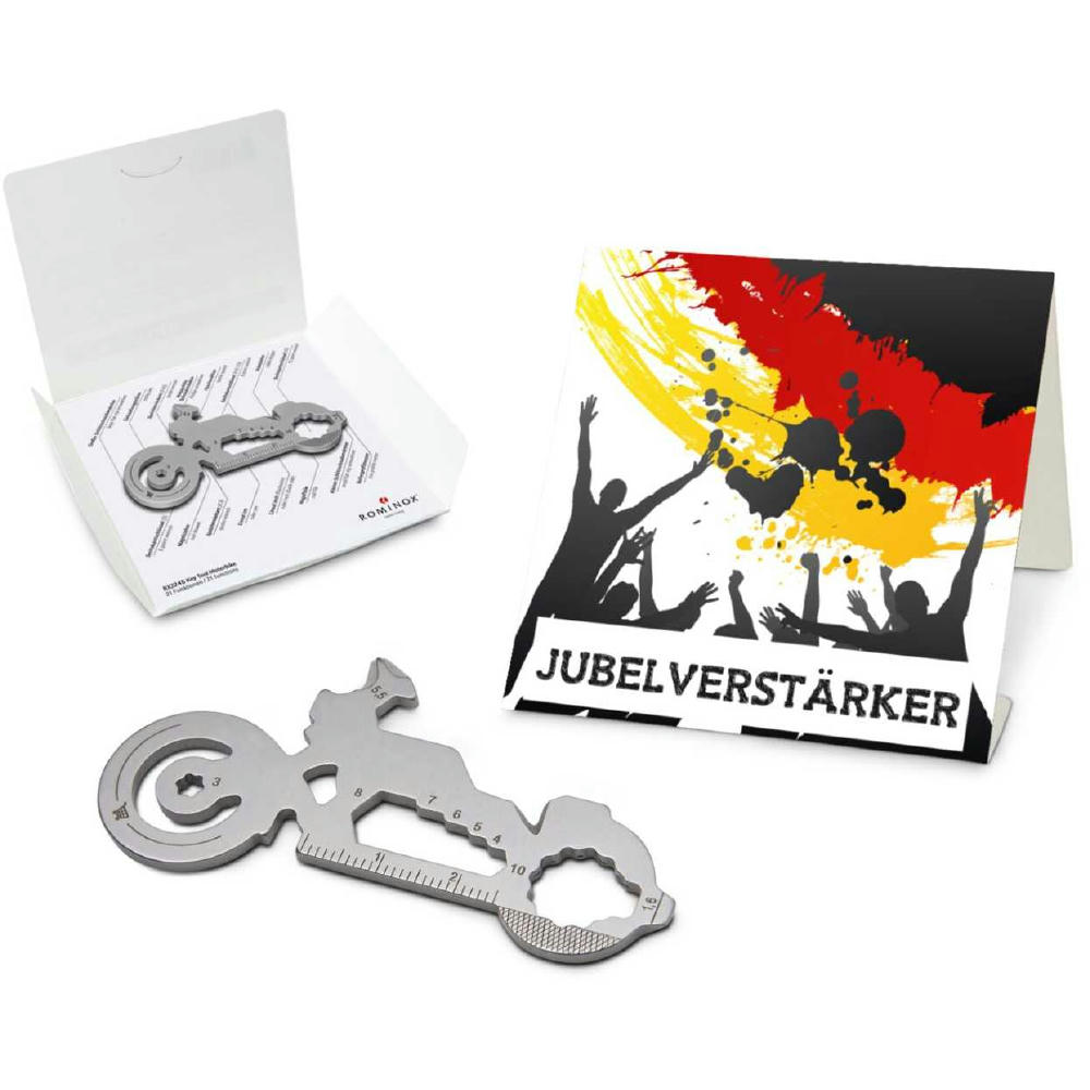 Geschenkartikel: ROMINOX® Key Tool Motorbike / Motorrad (21 Funktionen) im Motiv-Mäppchen Deutschland Fan Jubelverstärker