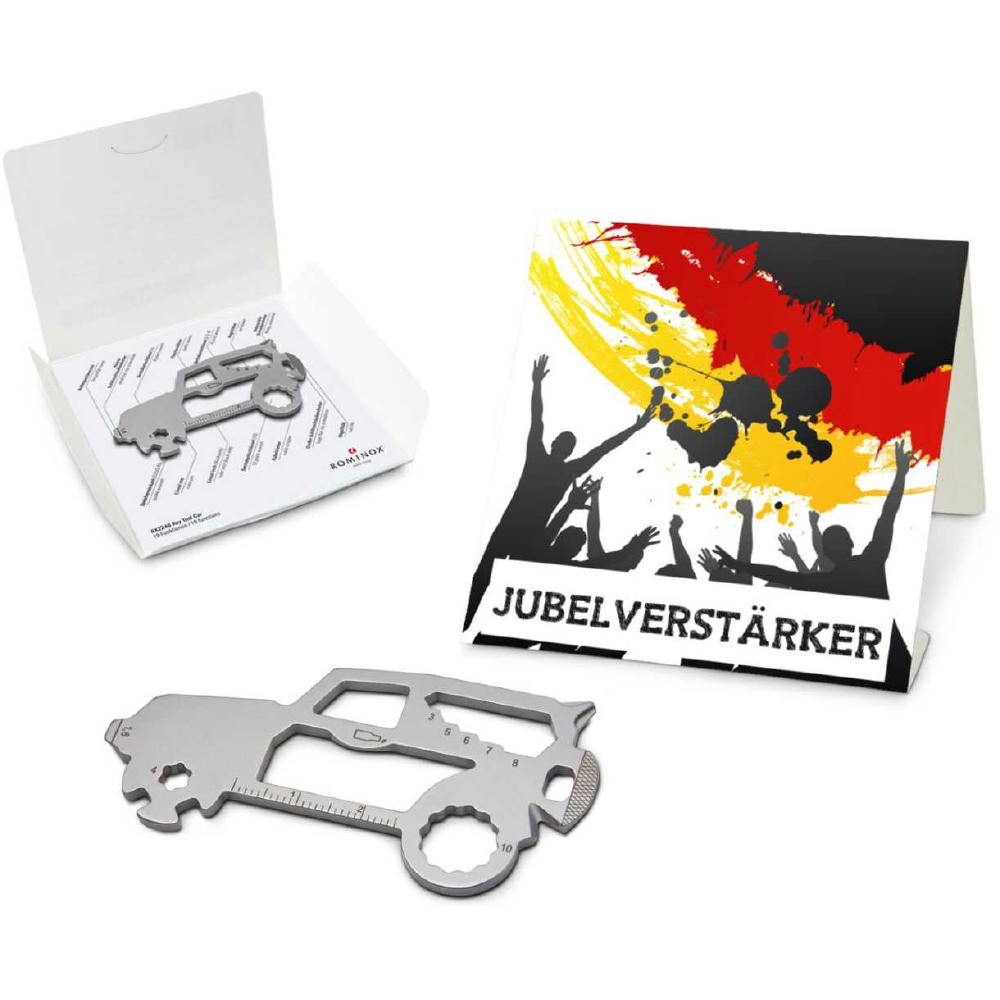 Geschenkartikel: ROMINOX® Key Tool SUV / Auto (19 Funktionen) im Motiv-Mäppchen Deutschland Fan Jubelverstärker