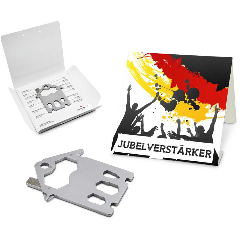 Geschenkartikel: ROMINOX® Key Tool House / Haus (21 Funktionen) im Motiv-Mäppchen Deutschland Fan Jubelverstärker