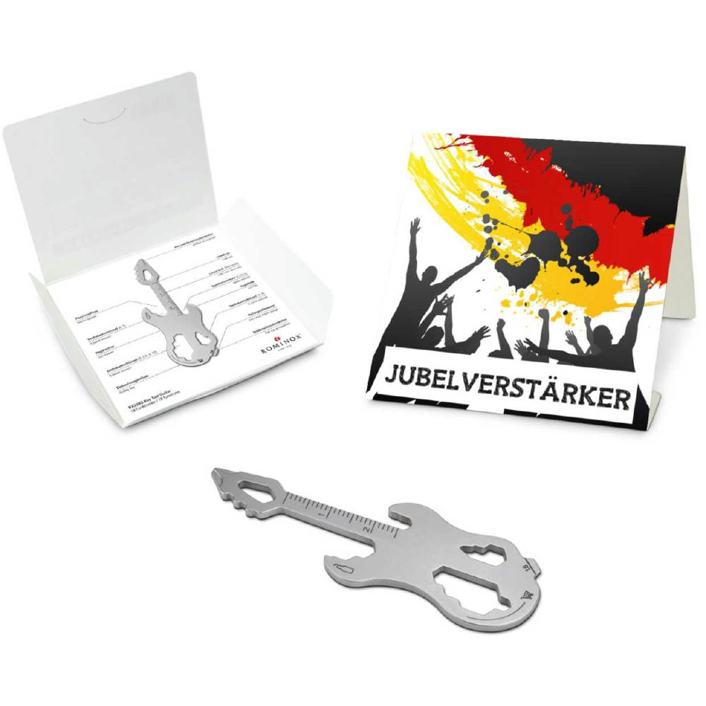 Geschenkartikel: ROMINOX® Key Tool Guitar / Gitarre (19 Funktionen) im Motiv-Mäppchen Deutschland Fan Jubelverstärker