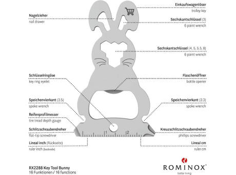 Geschenkartikel: ROMINOX® Key Tool Bunny / Hase (16 Funktionen) im Motiv-Mäppchen Osterhase