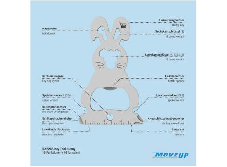 Geschenkartikel: ROMINOX® Key Tool Bunny / Hase (16 Funktionen) im Motiv-Mäppchen Osterhase