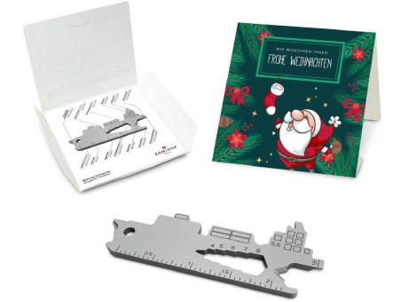 Geschenkartikel: ROMINOX® Key Tool Cargo Ship / Containerschiff (19 Funktionen) im Motiv-Mäppchen Frohe Weihnachten