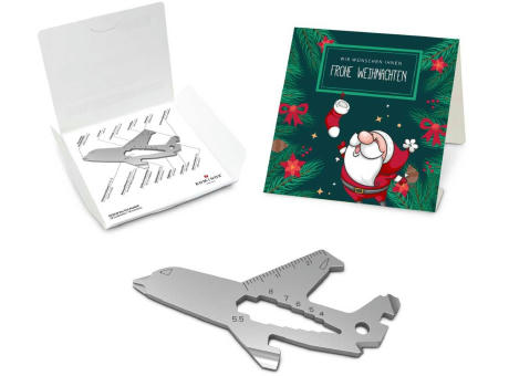 Geschenkartikel: ROMINOX® Key Tool Airplane / Flugzeug (18 Funktionen) im Motiv-Mäppchen Frohe Weihnachten