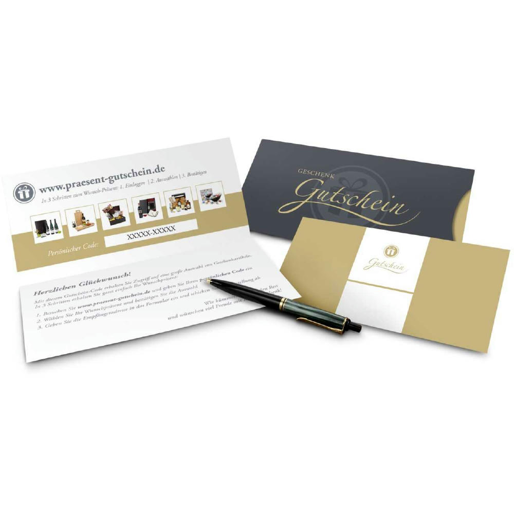 Geschenkgutschein Gold, Kategorie 35 €, große Auswahl an Präsenten, Lifestyle- und Wellnessprodukten