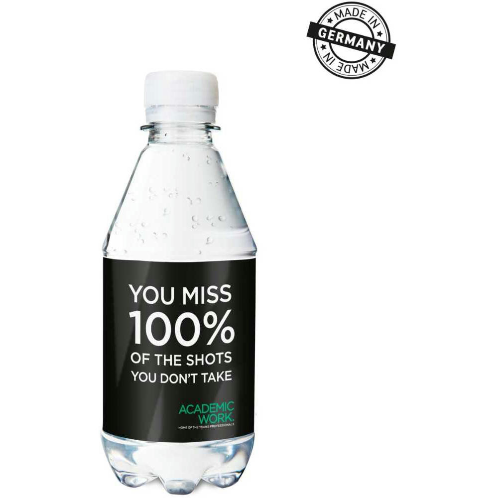 330 ml PromoWater - Mineralwasser, mit Kohlensäure, Hergestellt in Deutschland - Folien-Etikett