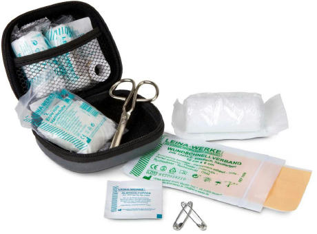 First Aid Kit grau - Erste Hilfe Set, 12-teilig, deutsche Markenware