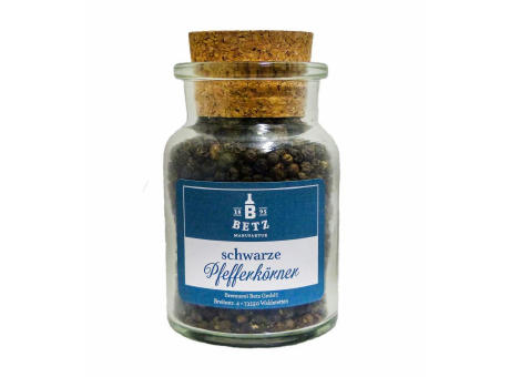 Schwarzer Pfeffer ganz im Korkenglas, 85 g