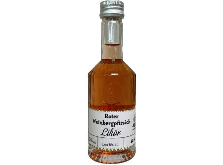 Roter Weinbergpfirsich-Likör 50 ml in Tastingflasche, 25 % vol.