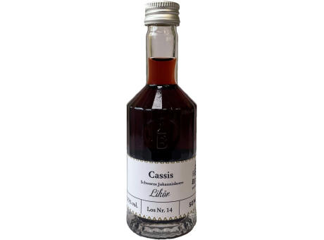 Cassis-Likör 50 ml in Tastingflasche, 25 % vol.
