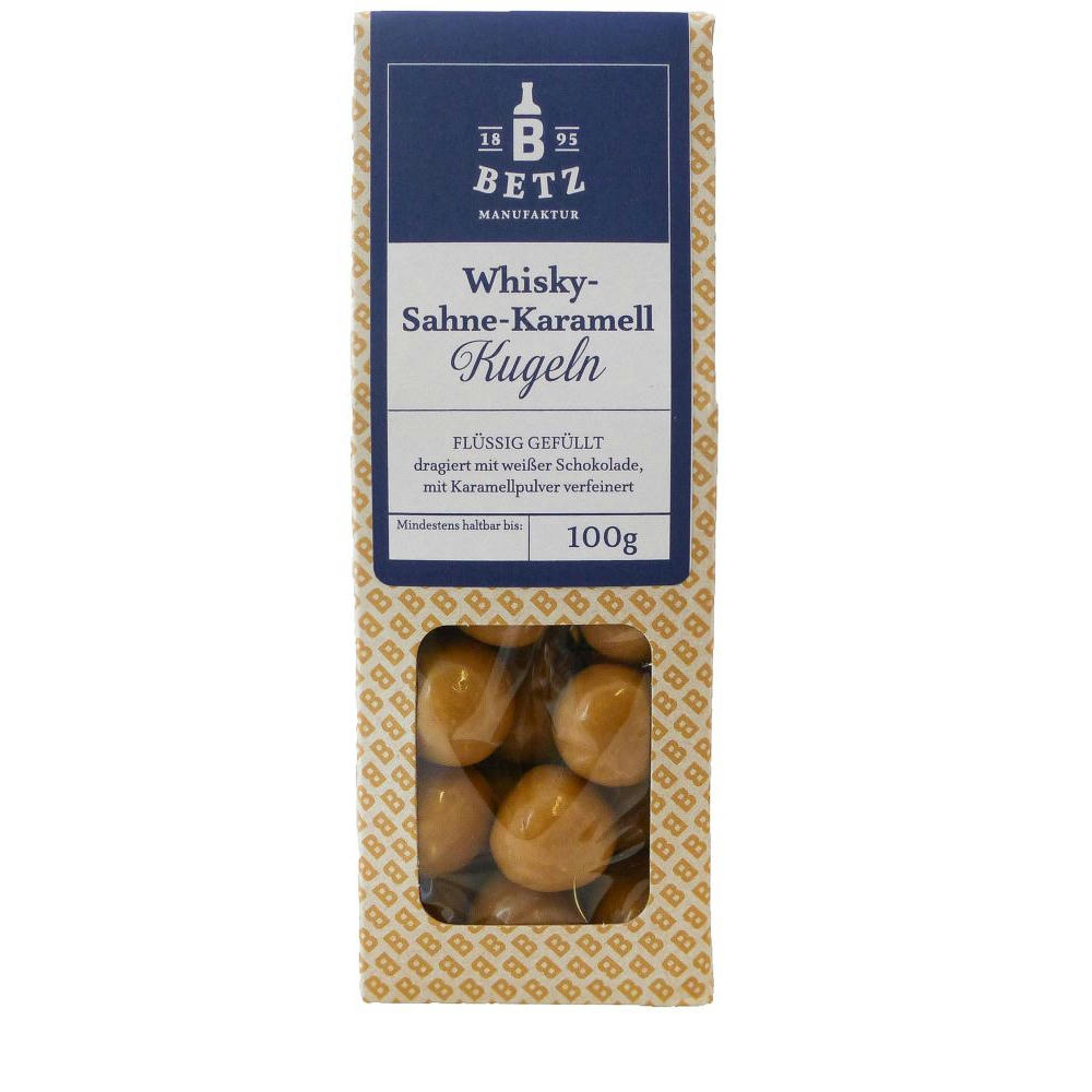 Whisky-Sahne-Karamell-Kugeln, 100 g in Präsentkartonage
