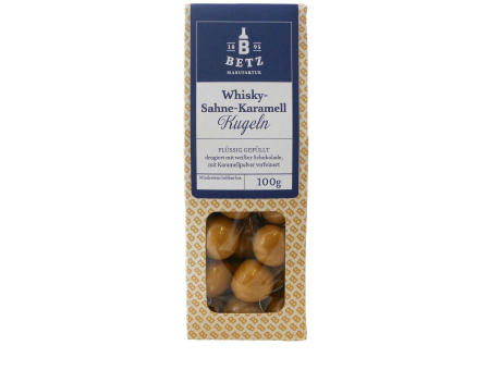 Whisky-Sahne-Karamell-Kugeln, 100 g in Präsentkartonage